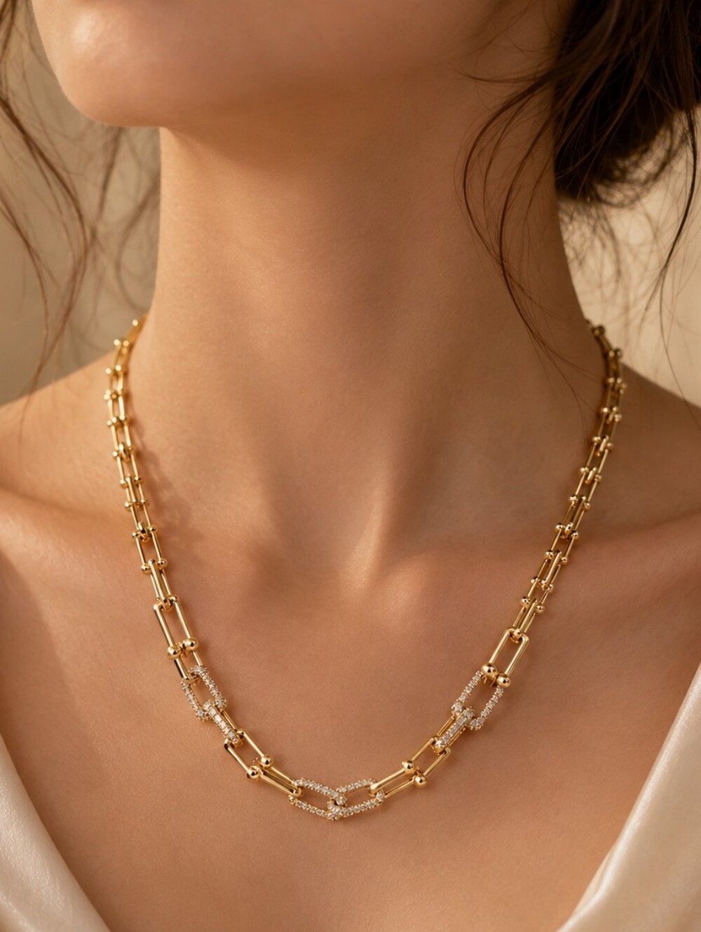 925 Pure Silver Gold Plated Horse Shoe Necklace